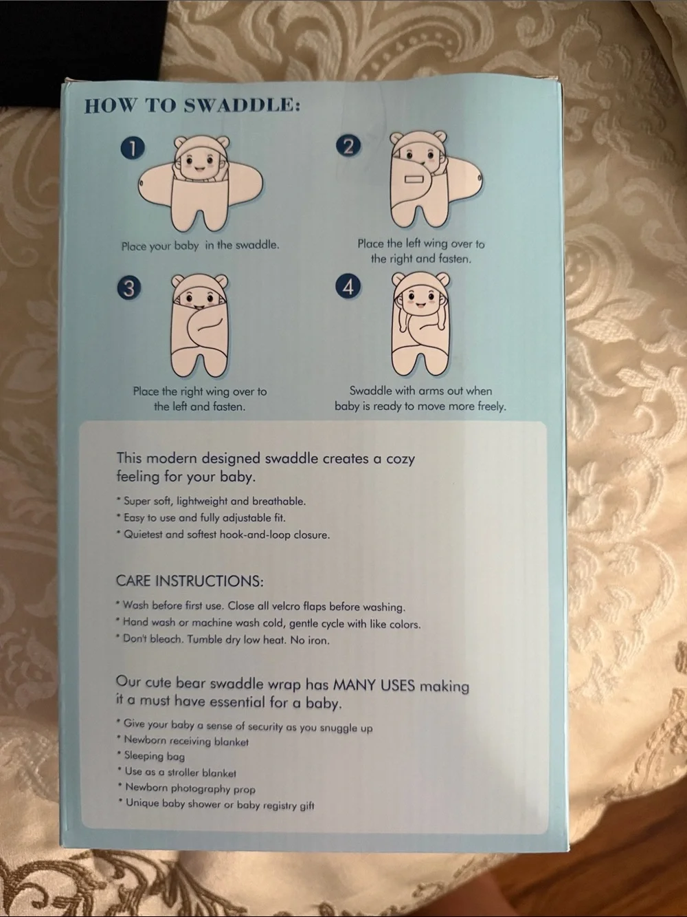 Brown Baby Swaddle Wrap - Soft Bear Hooded Bib